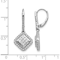 14K White Gold Diamond Cluster Drop Leverback Earrings - 0.046 Carat Total Diamond Weight by Monteluci Fine Jewelry