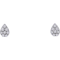14K White Gold Diamond Cluster Drop Stud Earrings - 0.18 Carats Total Diamond Weight