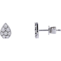 14K White Gold Diamond Cluster Drop Stud Earrings - 0.18 Carats Total Diamond Weight