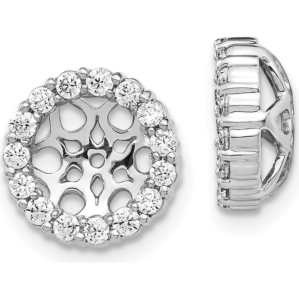 14K White Gold Diamond Cluster Earring Jackets with Round Diamonds - 0.033 Carats Total Diamond Weight by Monteluci Fine Jewelry