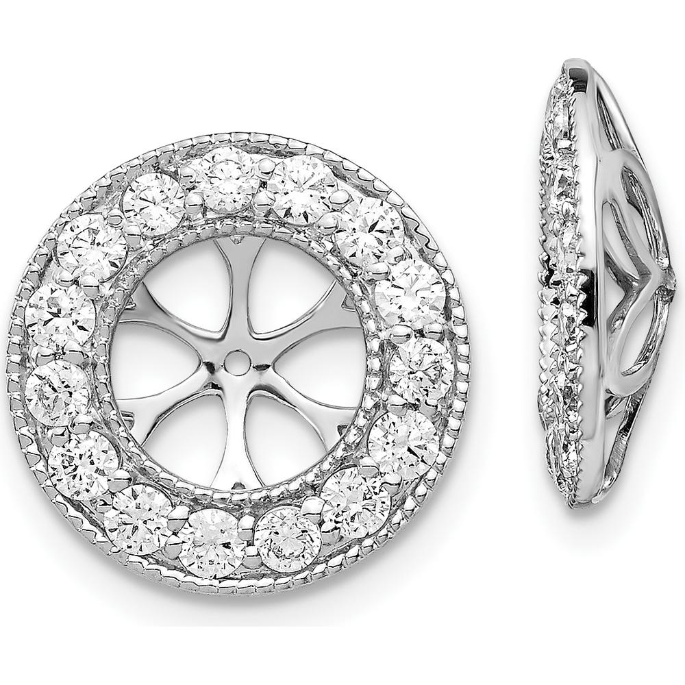 14K White Gold Diamond Cluster Earring Jackets with Round Diamonds - 1.0 Carats Total Diamond Weight by Monteluci Fine Jewelry