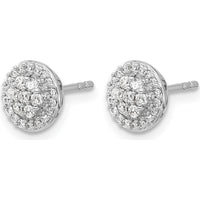 14K White Gold Diamond Cluster Earrings with 14 Round Natural Diamonds - 0.27 Carat Total Diamond Weight by Monteluci Fine Jewelry