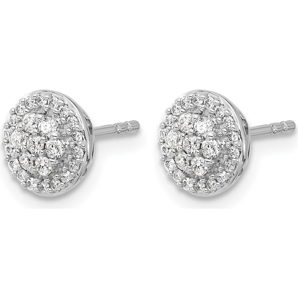 14K White Gold Diamond Cluster Earrings with 14 Round Natural Diamonds - 0.27 Carat Total Diamond Weight by Monteluci Fine Jewelry