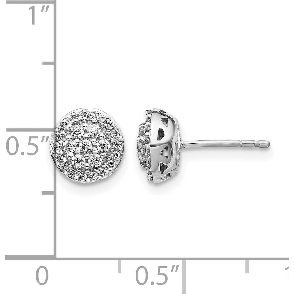 14K White Gold Diamond Cluster Earrings with 14 Round Natural Diamonds - 0.27 Carat Total Diamond Weight by Monteluci Fine Jewelry