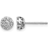 14K White Gold Diamond Cluster Earrings with Round Diamonds - 0.09 Carat Total Diamond Weight by Monteluci Fine Jewelry