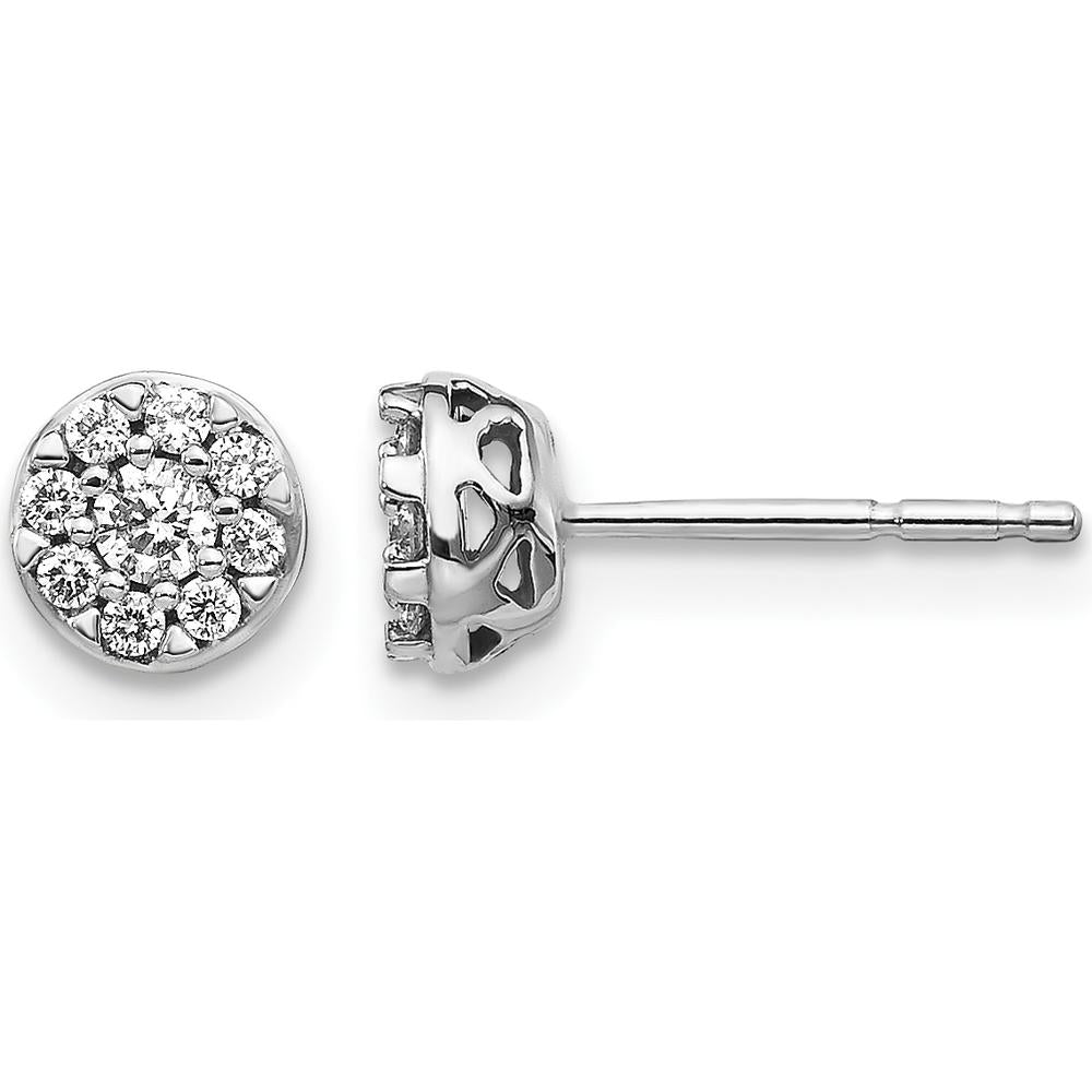 14K White Gold Diamond Cluster Earrings with Round Diamonds - 0.09 Carat Total Diamond Weight by Monteluci Fine Jewelry