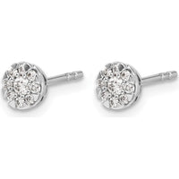 14K White Gold Diamond Cluster Earrings with Round Diamonds - 0.09 Carat Total Diamond Weight by Monteluci Fine Jewelry