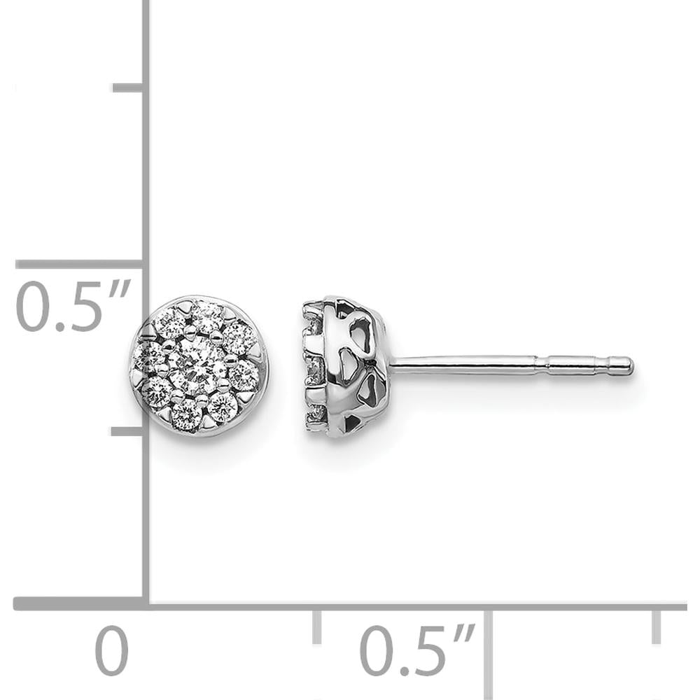 14K White Gold Diamond Cluster Earrings with Round Diamonds - 0.09 Carat Total Diamond Weight by Monteluci Fine Jewelry