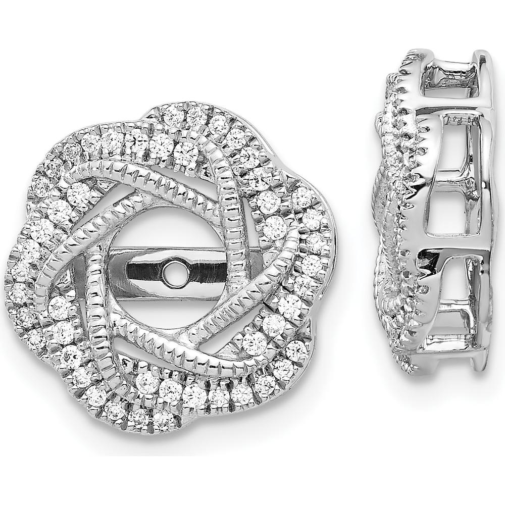 14K White Gold Diamond Cluster Jacket Earrings - 0.08 Carats Total Diamond Weight by Monteluci Fine Jewelry