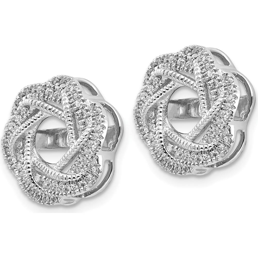 14K White Gold Diamond Cluster Jacket Earrings - 0.08 Carats Total Diamond Weight by Monteluci Fine Jewelry
