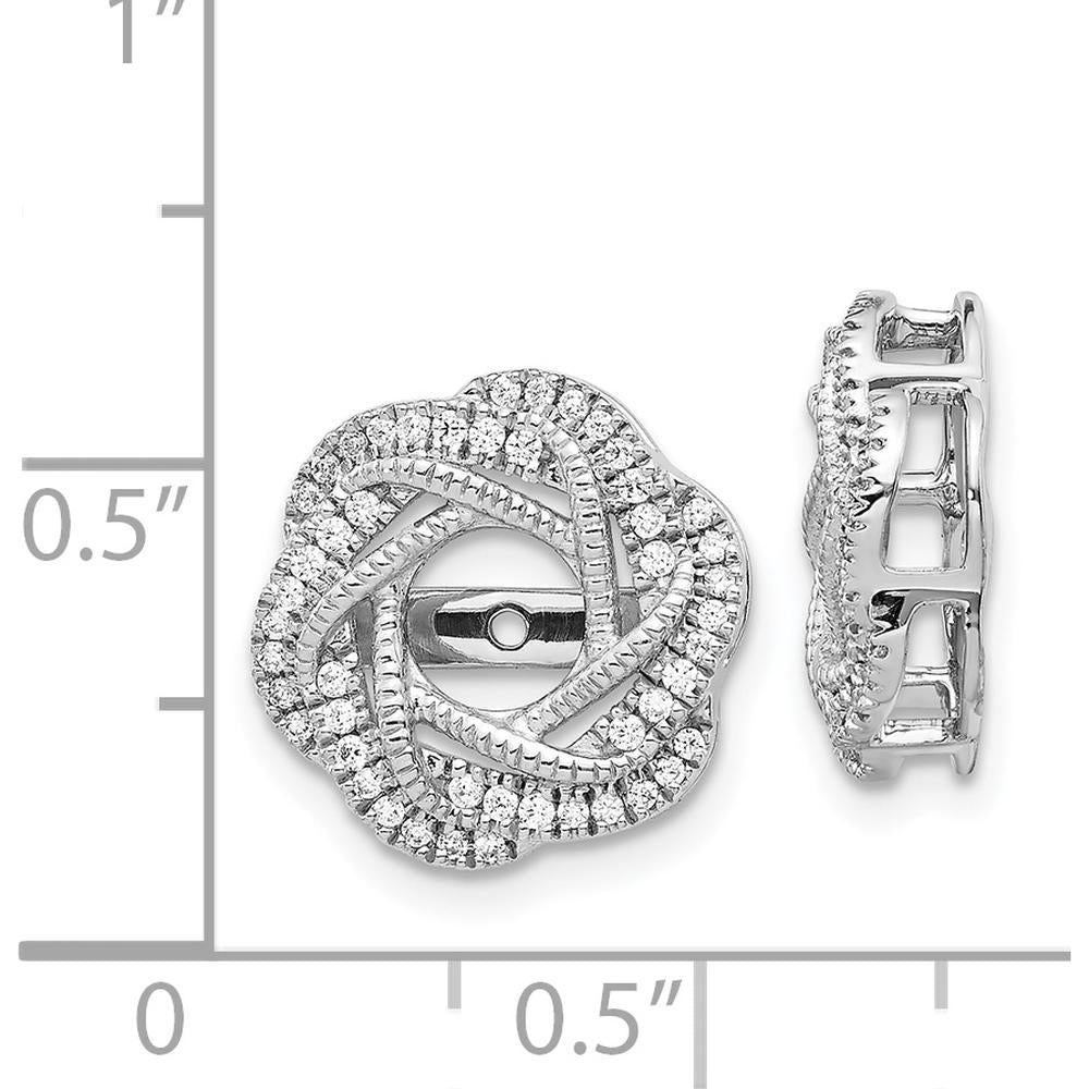 14K White Gold Diamond Cluster Jacket Earrings - 0.08 Carats Total Diamond Weight by Monteluci Fine Jewelry