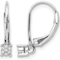 14K White Gold Diamond Cluster Leverback Drop Earrings with 0.014 Carat Total Diamond Weight by Monteluci Fine Jewelry