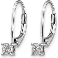 14K White Gold Diamond Cluster Leverback Drop Earrings with 0.014 Carat Total Diamond Weight by Monteluci Fine Jewelry