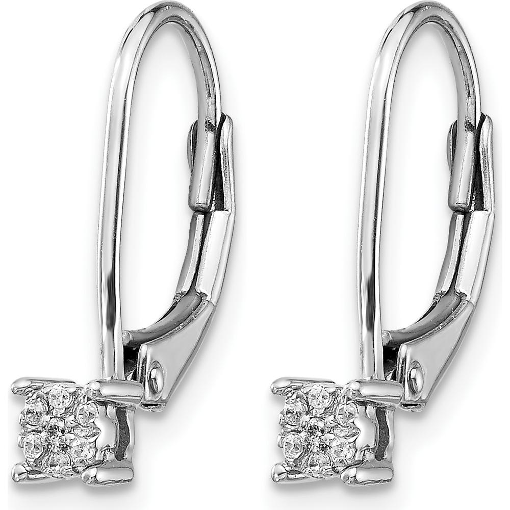 14K White Gold Diamond Cluster Leverback Drop Earrings with 0.014 Carat Total Diamond Weight by Monteluci Fine Jewelry