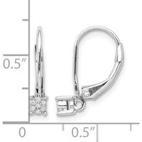 14K White Gold Diamond Cluster Leverback Drop Earrings with 0.014 Carat Total Diamond Weight by Monteluci Fine Jewelry