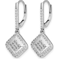 14K White Gold Diamond Cluster Leverback Earrings - 0.30 Carat Total Diamond Weight by Monteluci Fine Jewelry