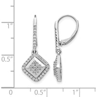14K White Gold Diamond Cluster Leverback Earrings - 0.30 Carat Total Diamond Weight by Monteluci Fine Jewelry