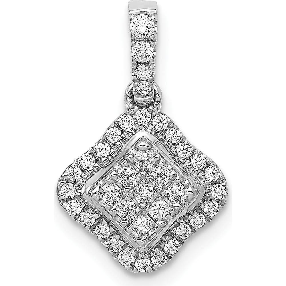 14K White Gold Diamond Cluster Pendant with Round Diamonds - 1/4 Carat Total Diamond Weight by Monteluci Fine Jewelry
