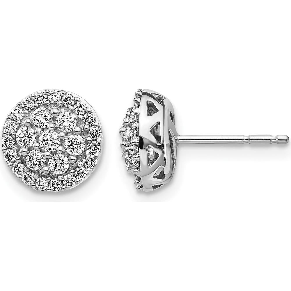 14K White Gold Diamond Cluster Post Earrings - 0.045 Carat Total Diamond Weight by Monteluci Fine Jewelry