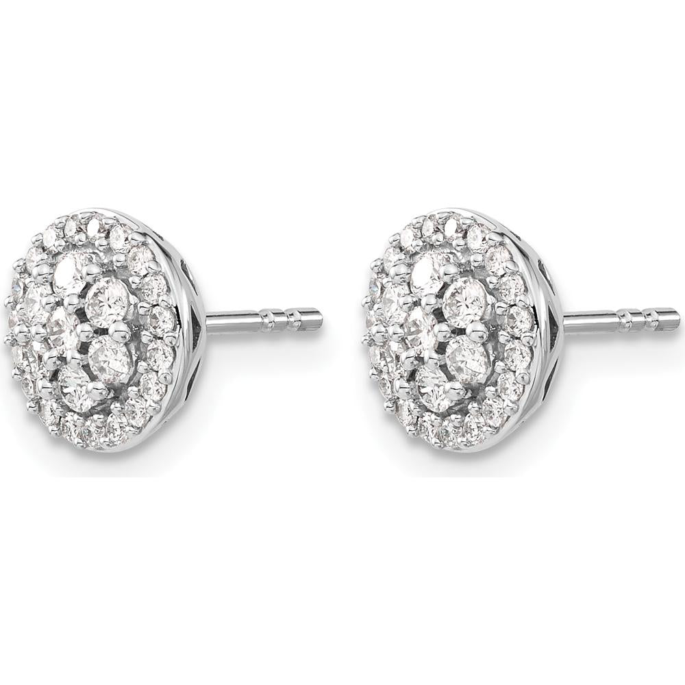 14K White Gold Diamond Cluster Post Earrings - 0.045 Carat Total Diamond Weight by Monteluci Fine Jewelry