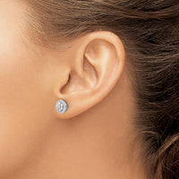 14K White Gold Diamond Cluster Post Earrings - 0.045 Carat Total Diamond Weight by Monteluci Fine Jewelry
