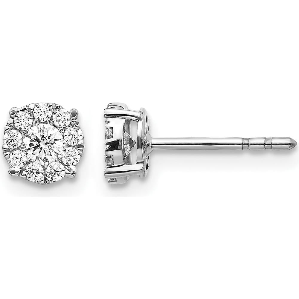 14K White Gold Diamond Cluster Post Earrings - 0.09 Carat Total Diamond Weight by Monteluci Fine Jewelry