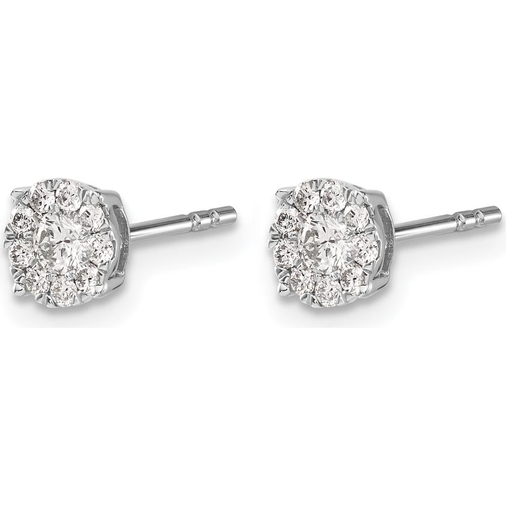 14K White Gold Diamond Cluster Post Earrings - 0.09 Carat Total Diamond Weight by Monteluci Fine Jewelry