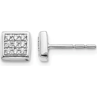 14K White Gold Diamond Cluster Post Earrings - 0.09 Carat Total Diamond Weight by Monteluci Fine Jewelry