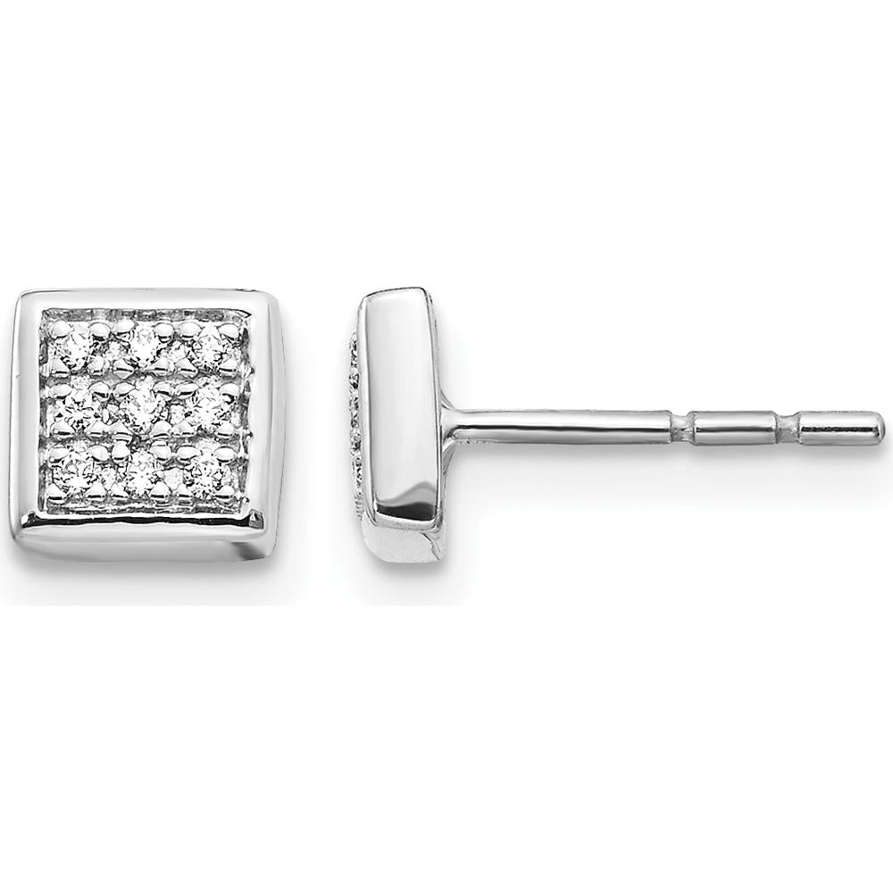 14K White Gold Diamond Cluster Post Earrings - 0.09 Carat Total Diamond Weight by Monteluci Fine Jewelry