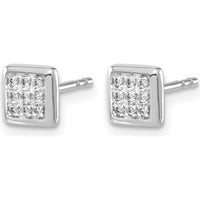 14K White Gold Diamond Cluster Post Earrings - 0.09 Carat Total Diamond Weight by Monteluci Fine Jewelry