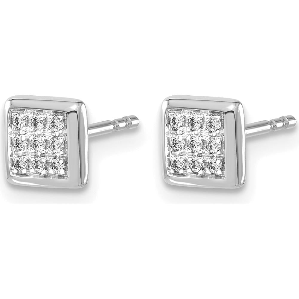 14K White Gold Diamond Cluster Post Earrings - 0.09 Carat Total Diamond Weight by Monteluci Fine Jewelry