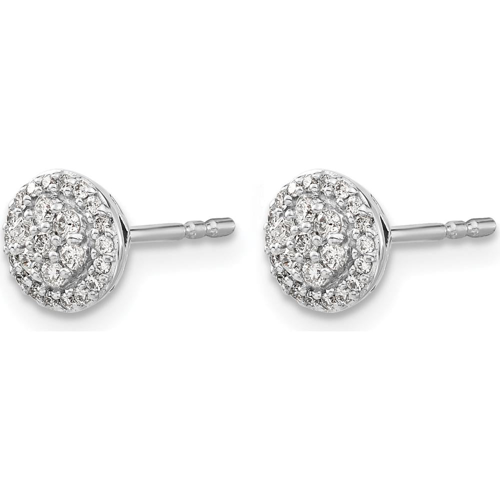 14K White Gold Diamond Cluster Post Earrings - 0.14 Carat Total Diamond Weight by Monteluci Fine Jewelry