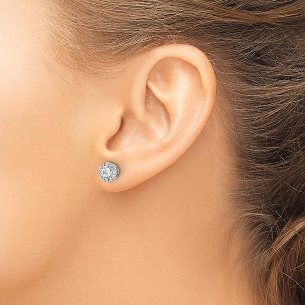 14K White Gold Diamond Cluster Post Earrings - 0.206 Carat Total Diamond Weight by Monteluci Fine Jewelry