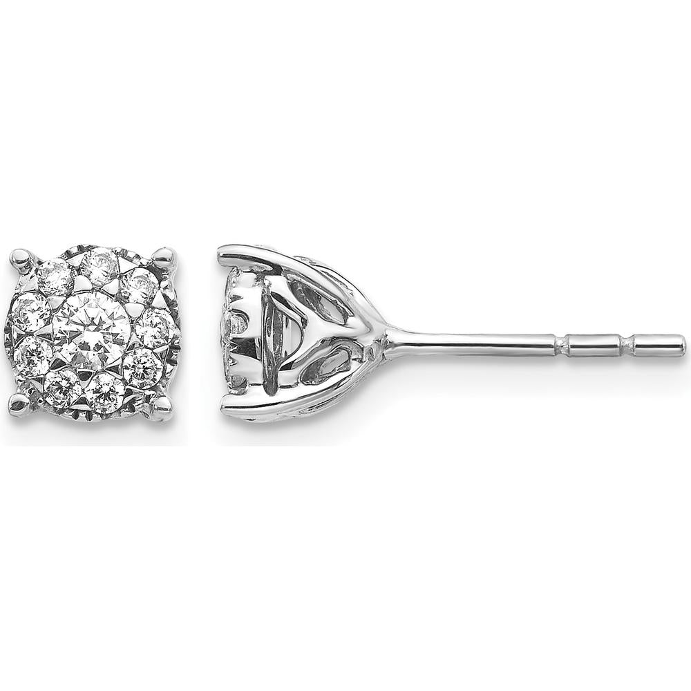 14K White Gold Diamond Cluster Post Earrings - 0.23 Carat Total Diamond Weight by Monteluci Fine Jewelry