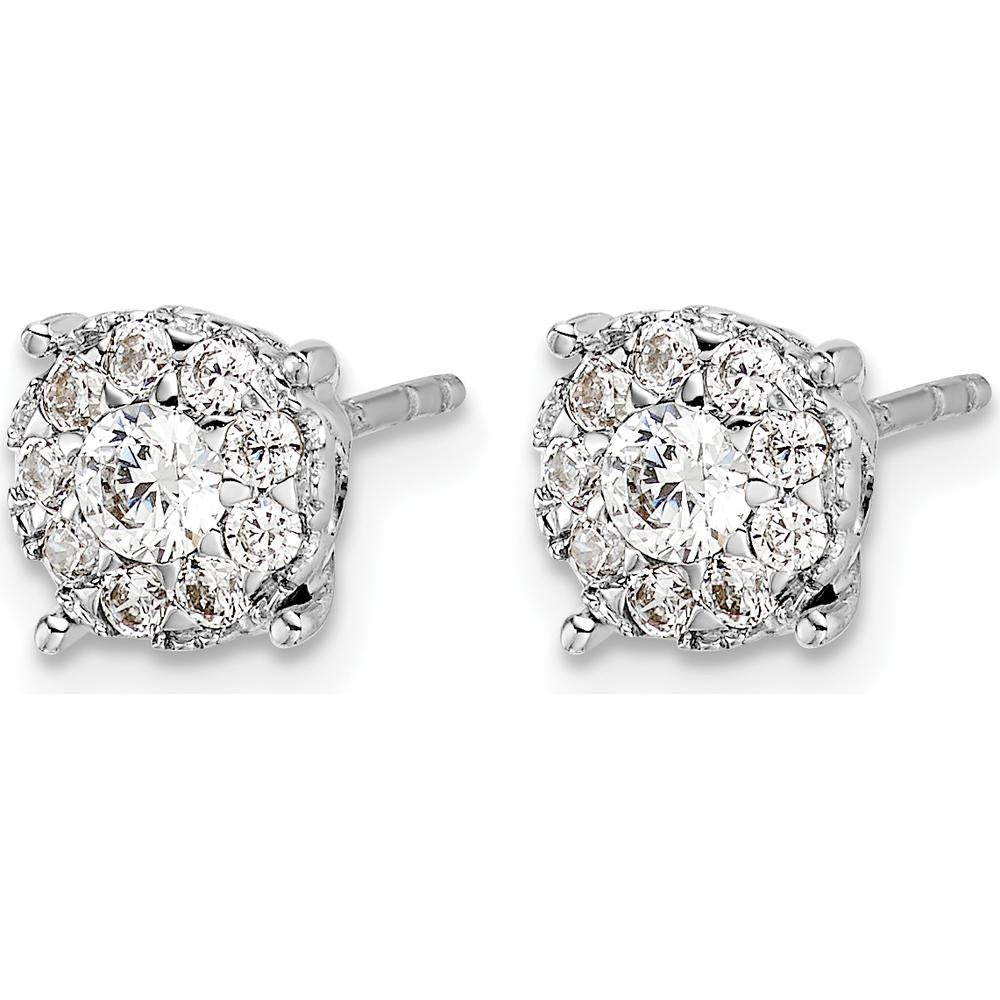 14K White Gold Diamond Cluster Post Earrings - 0.23 Carat Total Diamond Weight by Monteluci Fine Jewelry