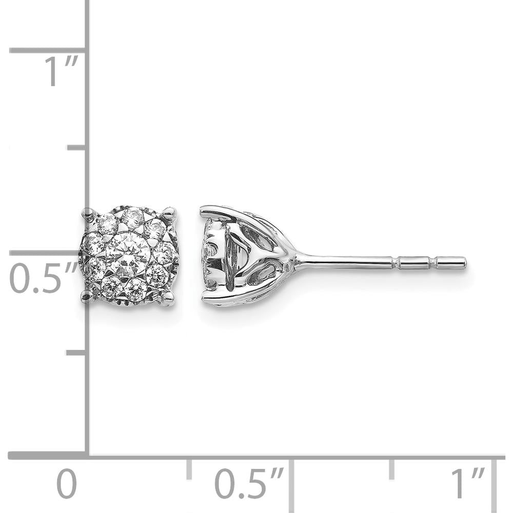 14K White Gold Diamond Cluster Post Earrings - 0.23 Carat Total Diamond Weight by Monteluci Fine Jewelry