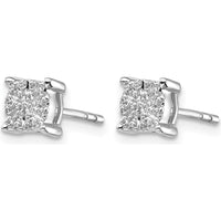 14K White Gold Diamond Cluster Post Earrings with 38 Round Diamonds - 0.004 Carat Total Diamond Weight by Monteluci Fine Jewelry