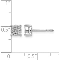 14K White Gold Diamond Cluster Post Earrings with 38 Round Diamonds - 0.004 Carat Total Diamond Weight by Monteluci Fine Jewelry