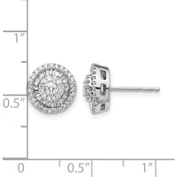 14K White Gold Diamond Cluster Post Earrings with Round and Baguette Diamonds - 0.071 Carat Total Diamond Weight by Monteluci Fine Jewelry