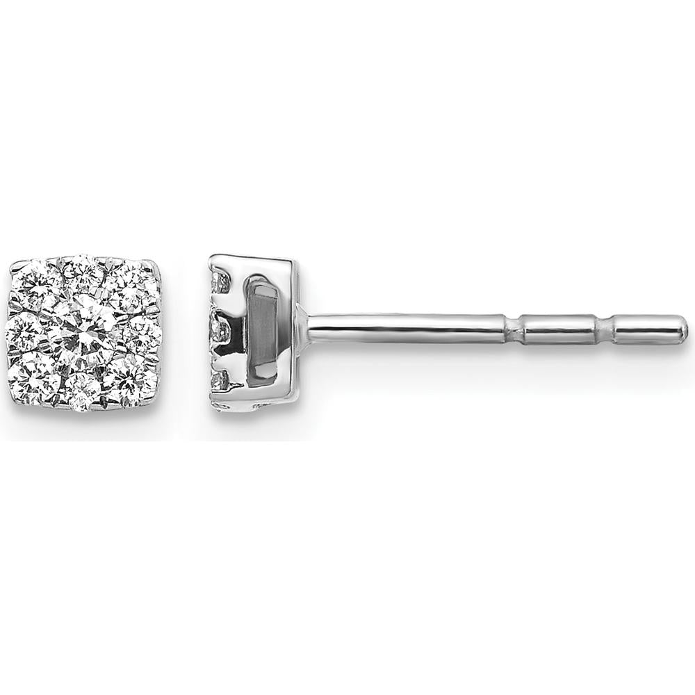 14K White Gold Diamond Cluster Post Earrings with Round Brilliant-Cut Diamonds - 0.14 Carat Total Diamond Weight by Monteluci Fine Jewelry