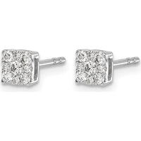 14K White Gold Diamond Cluster Post Earrings with Round Brilliant-Cut Diamonds - 0.14 Carat Total Diamond Weight by Monteluci Fine Jewelry