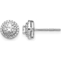14K White Gold Diamond Cluster Post Earrings with Round Brilliant Cut Diamonds - 0.1532 Carat Total Diamond Weight by Monteluci Fine Jewelry