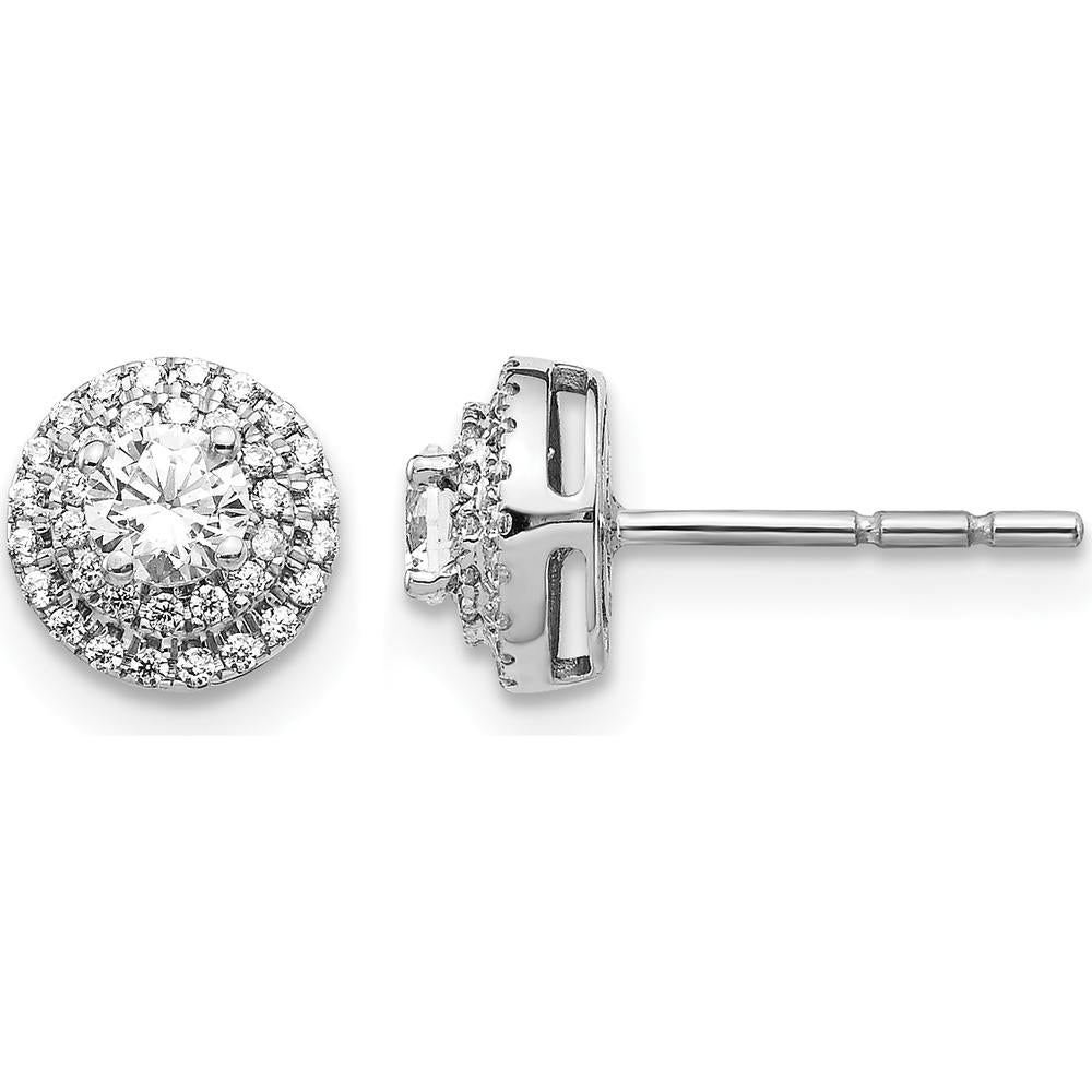 14K White Gold Diamond Cluster Post Earrings with Round Brilliant Cut Diamonds - 0.1532 Carat Total Diamond Weight by Monteluci Fine Jewelry