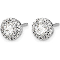 14K White Gold Diamond Cluster Post Earrings with Round Brilliant Cut Diamonds - 0.1532 Carat Total Diamond Weight by Monteluci Fine Jewelry