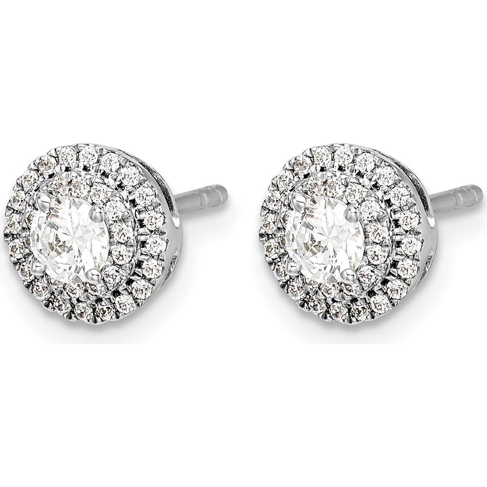 14K White Gold Diamond Cluster Post Earrings with Round Brilliant Cut Diamonds - 0.1532 Carat Total Diamond Weight by Monteluci Fine Jewelry