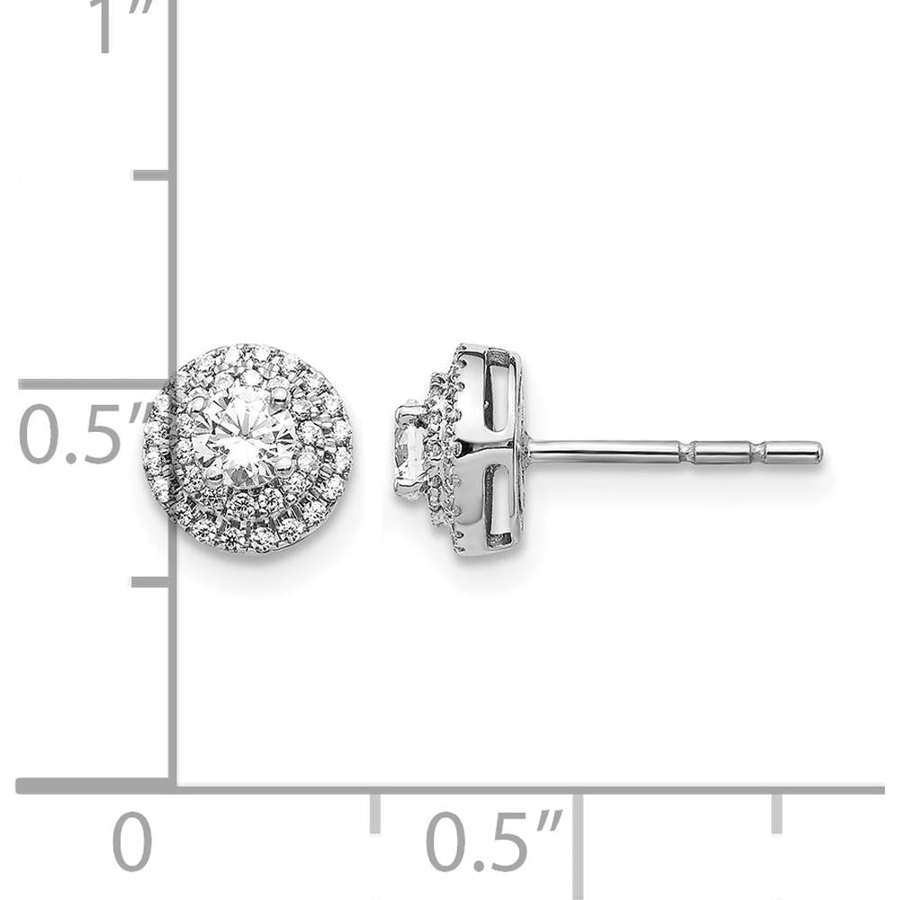 14K White Gold Diamond Cluster Post Earrings with Round Brilliant Cut Diamonds - 0.1532 Carat Total Diamond Weight by Monteluci Fine Jewelry