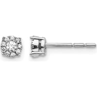 14K White Gold Diamond Cluster Post Earrings with Round Diamonds - 0.09 Carat Total Diamond Weight by Monteluci Fine Jewelry