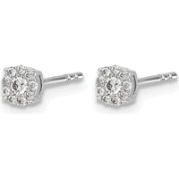 14K White Gold Diamond Cluster Post Earrings with Round Diamonds - 0.09 Carat Total Diamond Weight by Monteluci Fine Jewelry