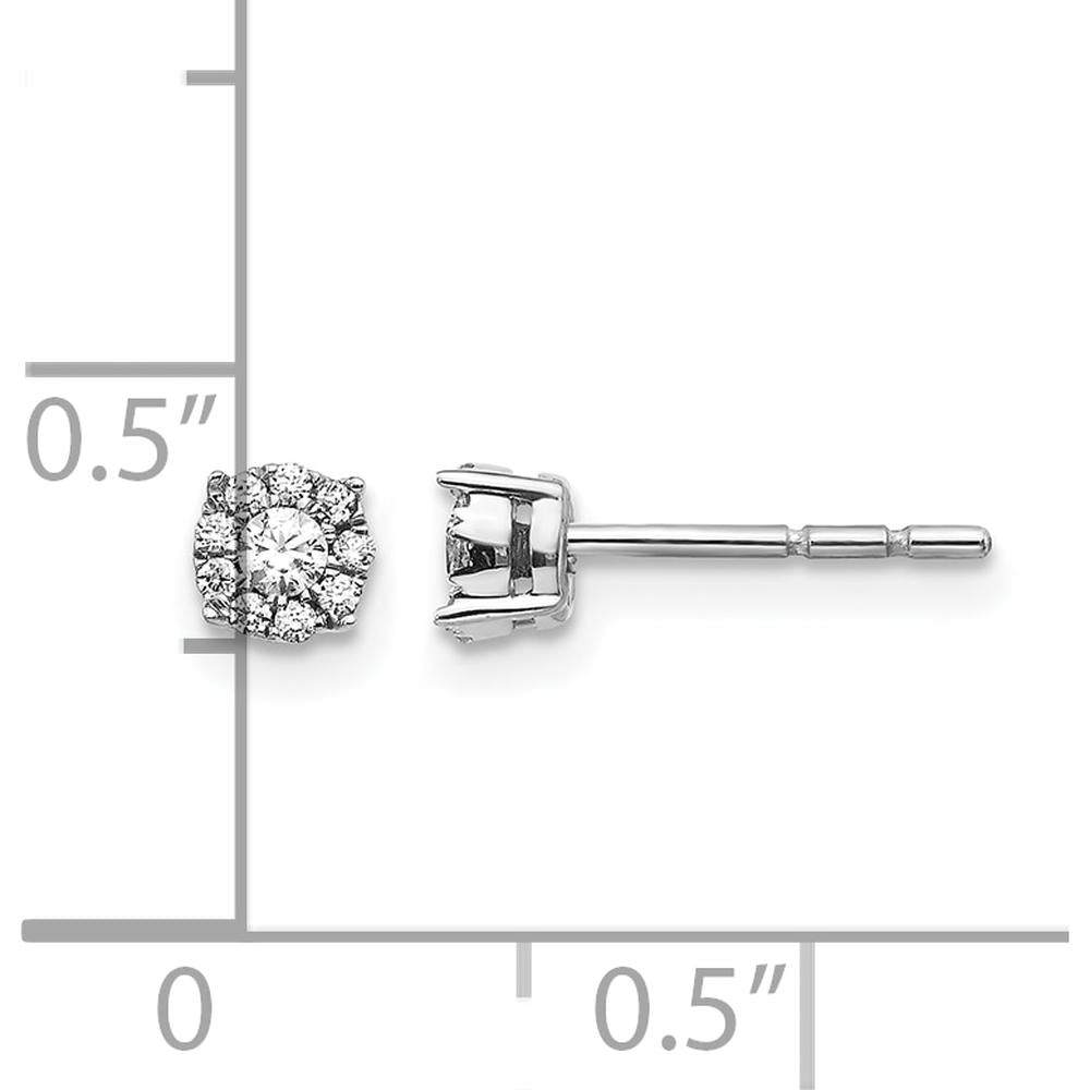 14K White Gold Diamond Cluster Post Earrings with Round Diamonds - 0.09 Carat Total Diamond Weight by Monteluci Fine Jewelry