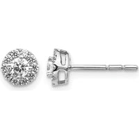 14K White Gold Diamond Cluster Post Earrings with Round Diamonds - 0.37 Carat Total Diamond Weight by Monteluci Fine Jewelry